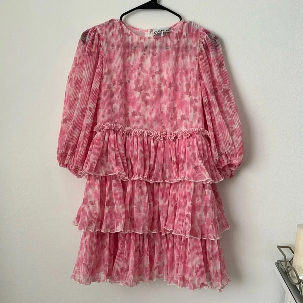 Ganni ruffle tiered dress
